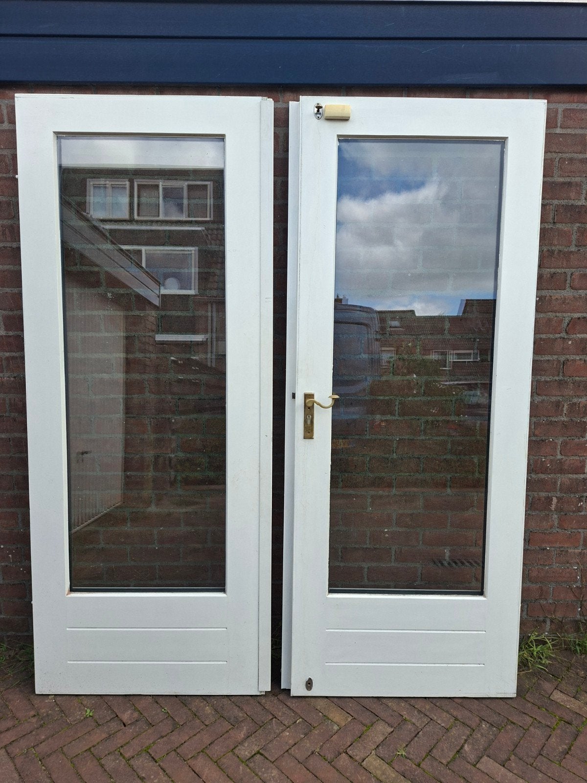 Hardhouten openslaande deuren, Doe-het-zelf en Verbouw, Ophalen, Gebruikt, 120 cm of meer, Buitendeur