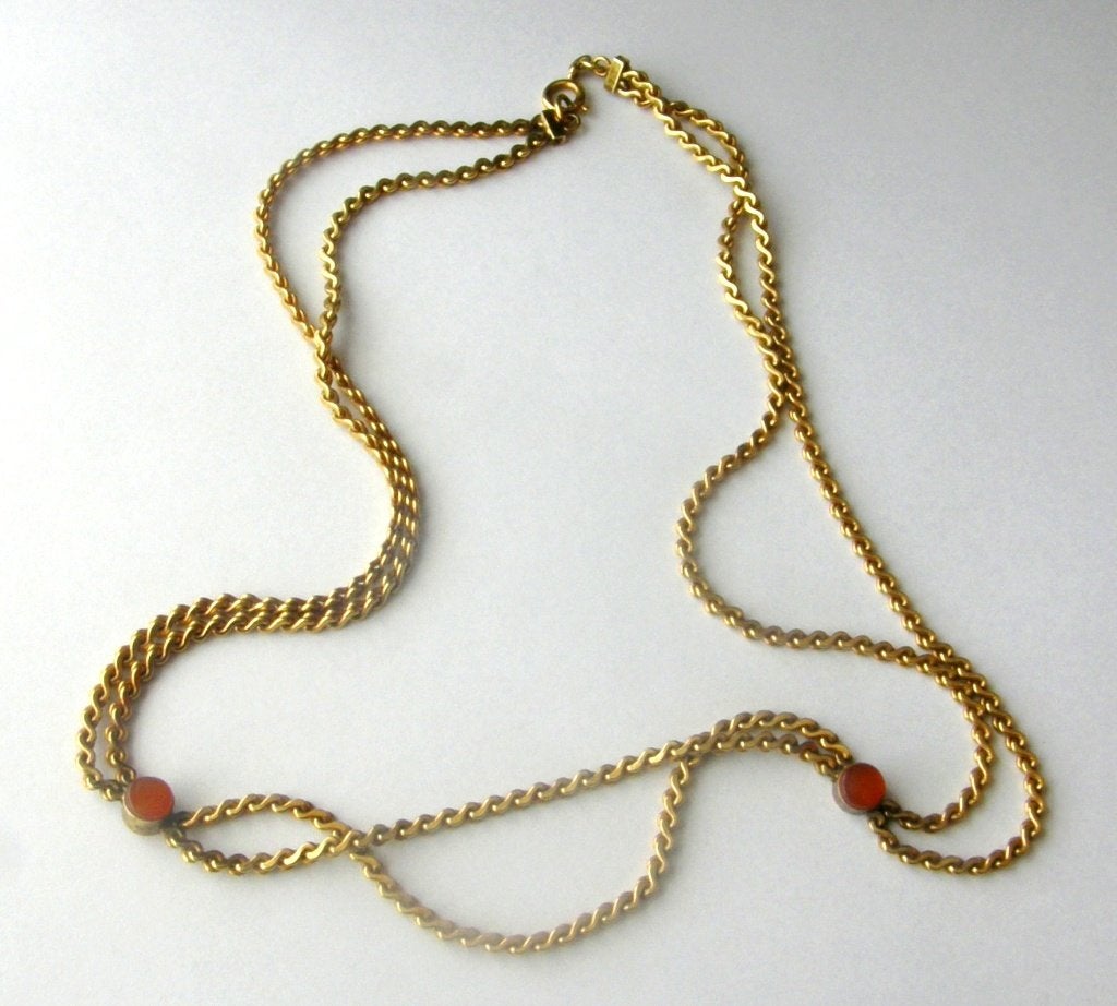 Prachtige Ketting Collier met kornalijn Carneool Americ G K, Sieraden, Tassen en Uiterlijk, Antieke sieraden, Ophalen, Koper, Ketting