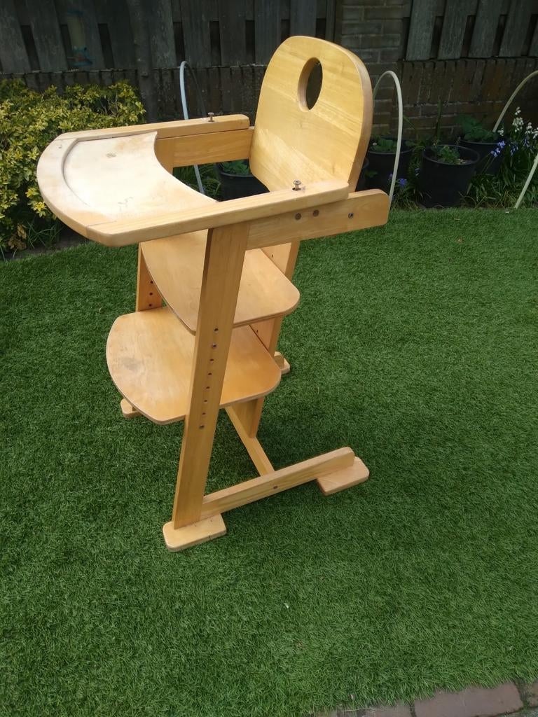 Houten kinderstoel, hoogte verstelbaar, Kinderen en Baby's, Ophalen, Gebruikt, Meegroeistoel