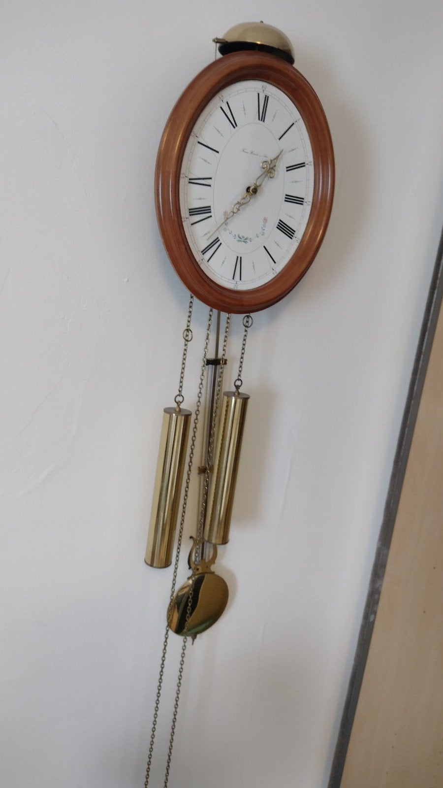 Prachtige wandklok met ketting en gewichten, perfect werkend, Antiek en Kunst, Ophalen of Verzenden