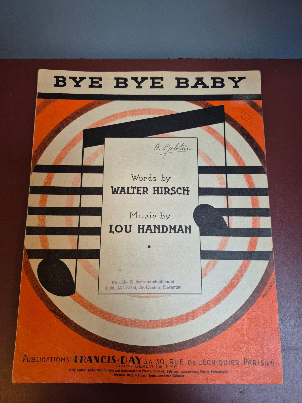 Bye Bye Baby (Walter Hirsch, Lou Handman), Ophalen of Verzenden