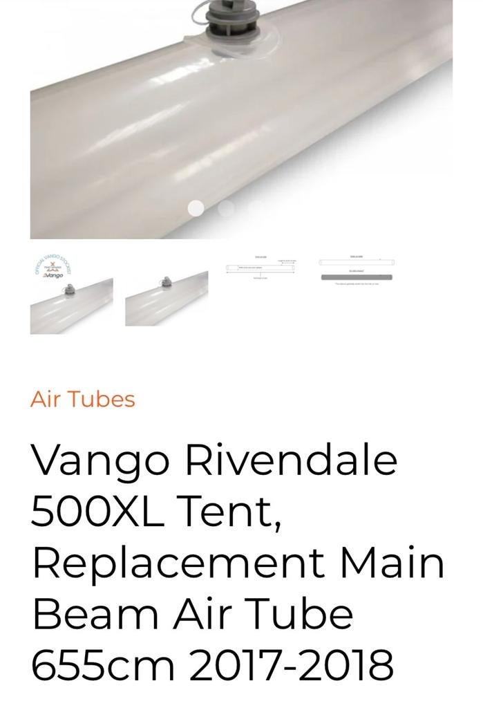 Vango Rivendale 500XL Airbeam buizen (4 stuks), Caravans en Kamperen, Tentaccessoires, Gebruikt, Ophalen of Verzenden