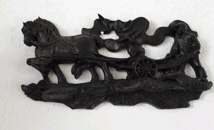 Wanddecoratie (Paard en Kar), Ophalen of Verzenden, Zo goed als nieuw, Zwart, Decoratieobject