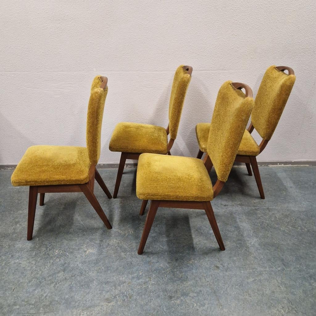 4 vintage eetkamerstoelen teakhout jaren 50 jaren 60 stoelen, Kolibrivintagehal@gmail.com, Gebruikt, Kolibri vintage, Ophalen of Verzenden