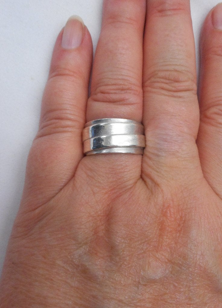Zilveren modernist ring maat 17 nr.1303, Verzenden, Zo goed als nieuw, 17 tot 18, Dame