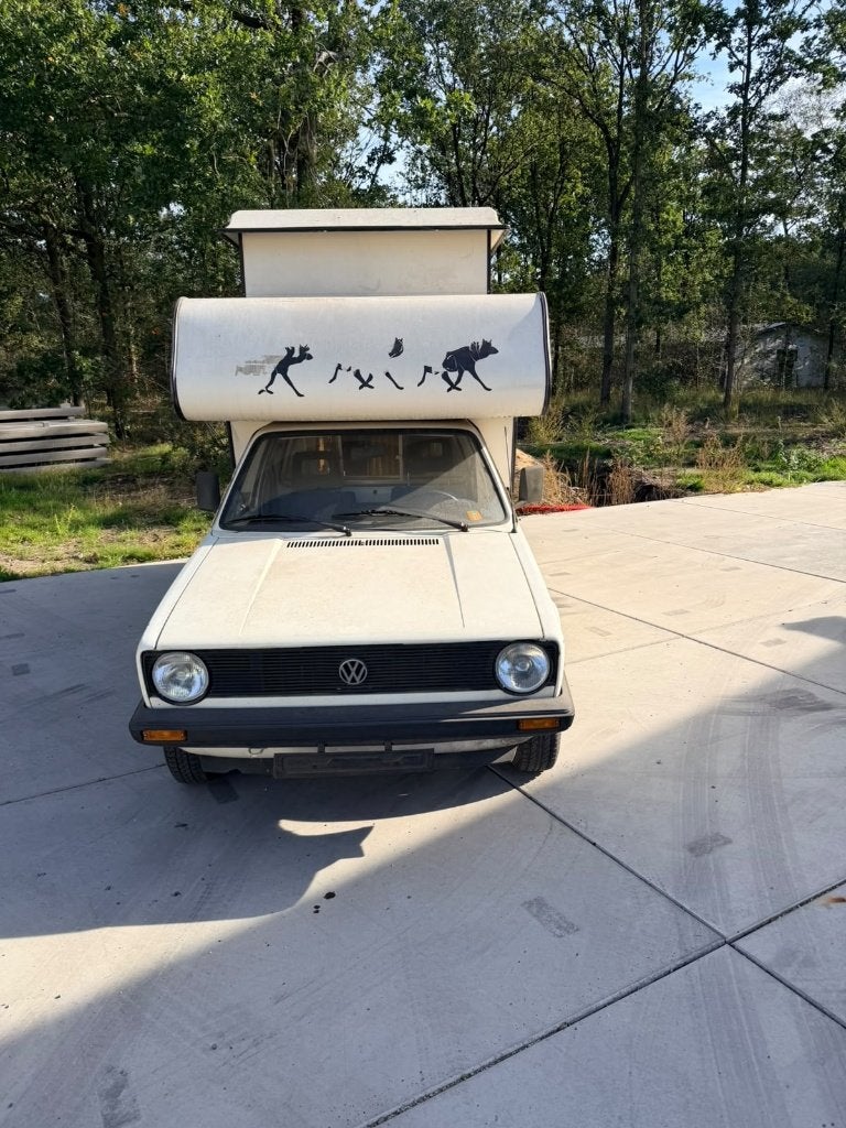 Volkswagen Caddy MK1 met unieke TISCHER camper unit 1987, Auto's, Voorwielaandrijving, Stof, Wit, Bruin