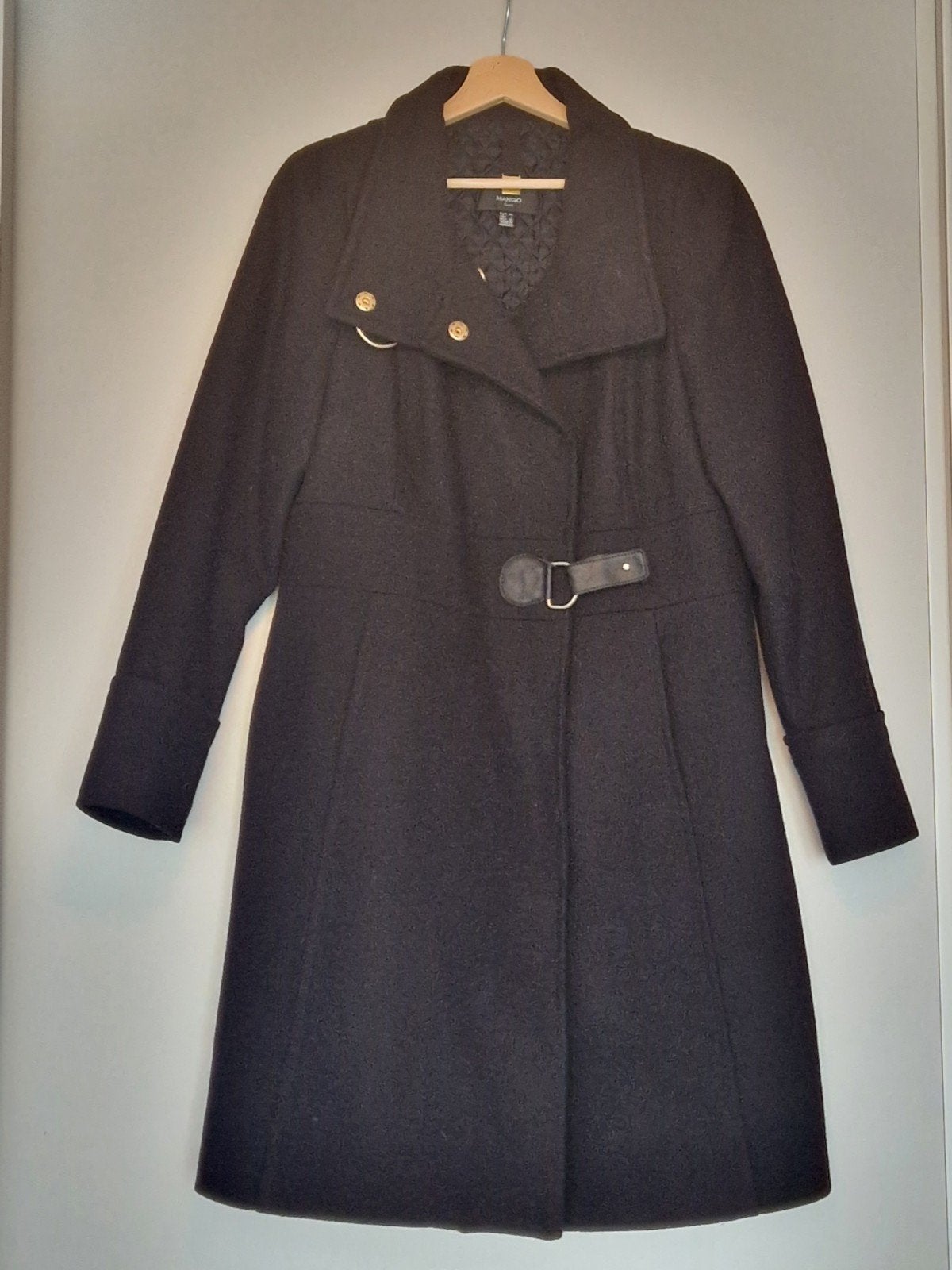 wollen winterjas van Mango, Kleding | Dames, Mango, Zwart, Maat 46/48 (XL) of groter, Ophalen of Verzenden