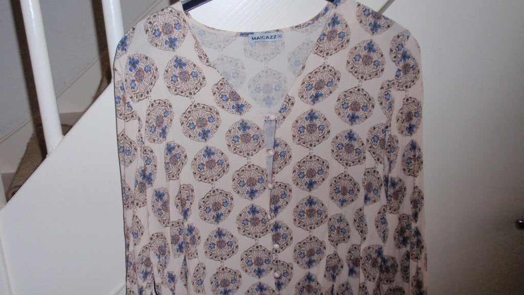 NIEUW Dames blouse maat 42 MAICAZZ 100% katoen beige blauw, Kleding | Dames, Blouses en Tunieken, Beige, Maat 42/44 (L), Nieuw