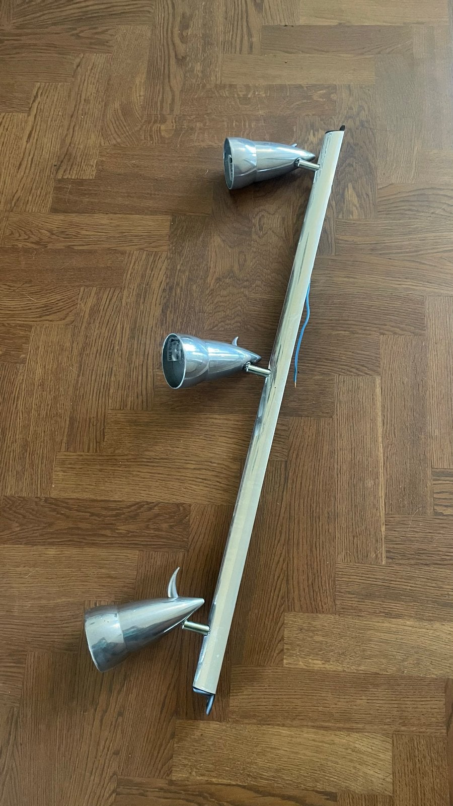 Vintage IKEA BOR plafondlamp Space Age / chroom / design, Ophalen, Zilver, Gebruikt, Vintage