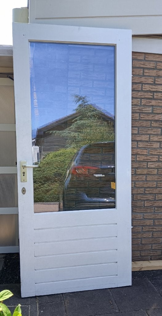 Buiten deur, hard hout, dubbel glas, zwaar, Ophalen, Gebruikt, 80 tot 100 cm, Buitendeur