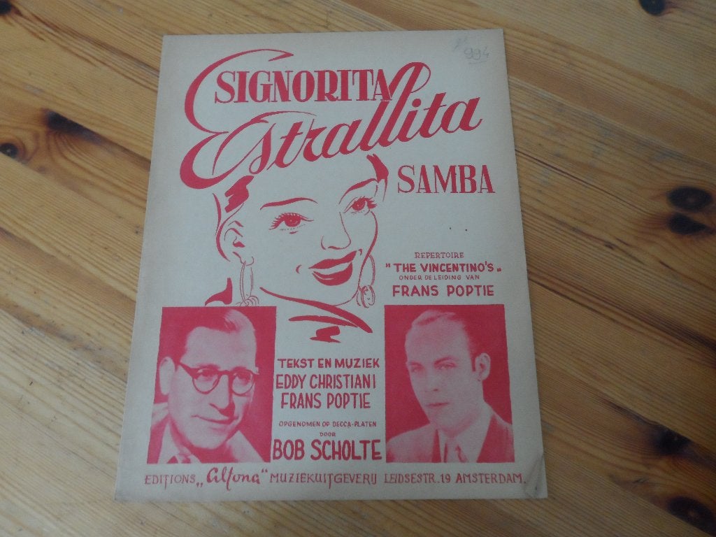 Signorita estrallita - eddy christiani / frans poptie, Gebruikt, Gitaar, Ophalen of Verzenden, Artiest of Componist
