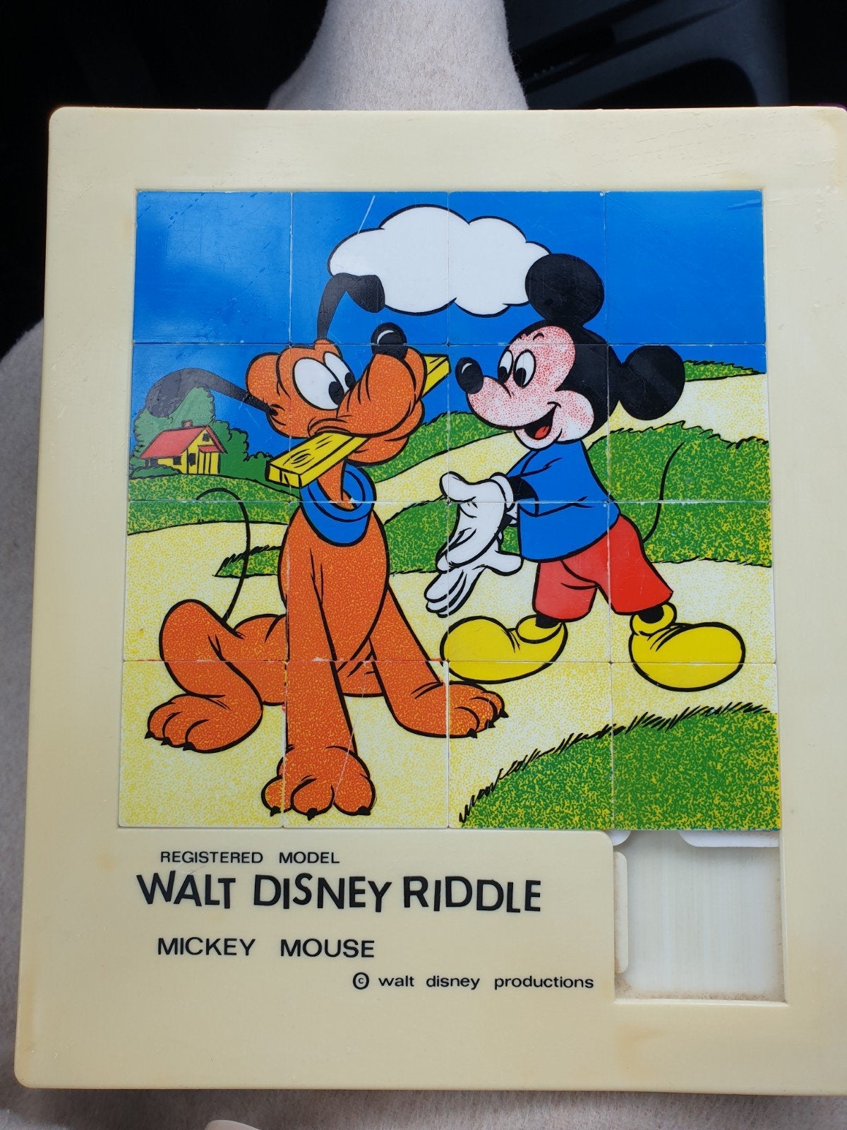 Vintage Walt Disney Riddle Schuifpuzzel Mickey & Pluto, Ophalen of Verzenden, Meer dan 50 stukjes