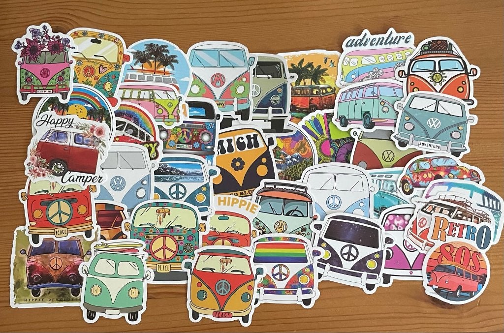 Hippie busjes stickers, Verzenden, Nieuw, Meerdere stickers