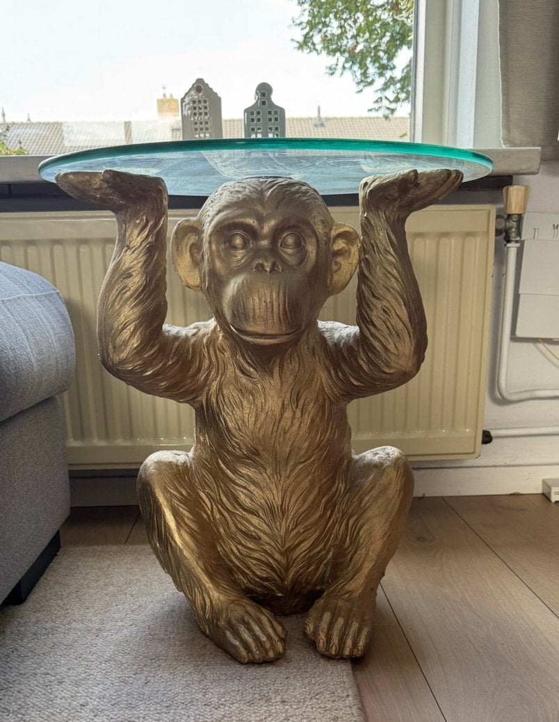 Bijzettafel aap goud, Ophalen, Zo goed als nieuw, Rond, 50 tot 100 cm