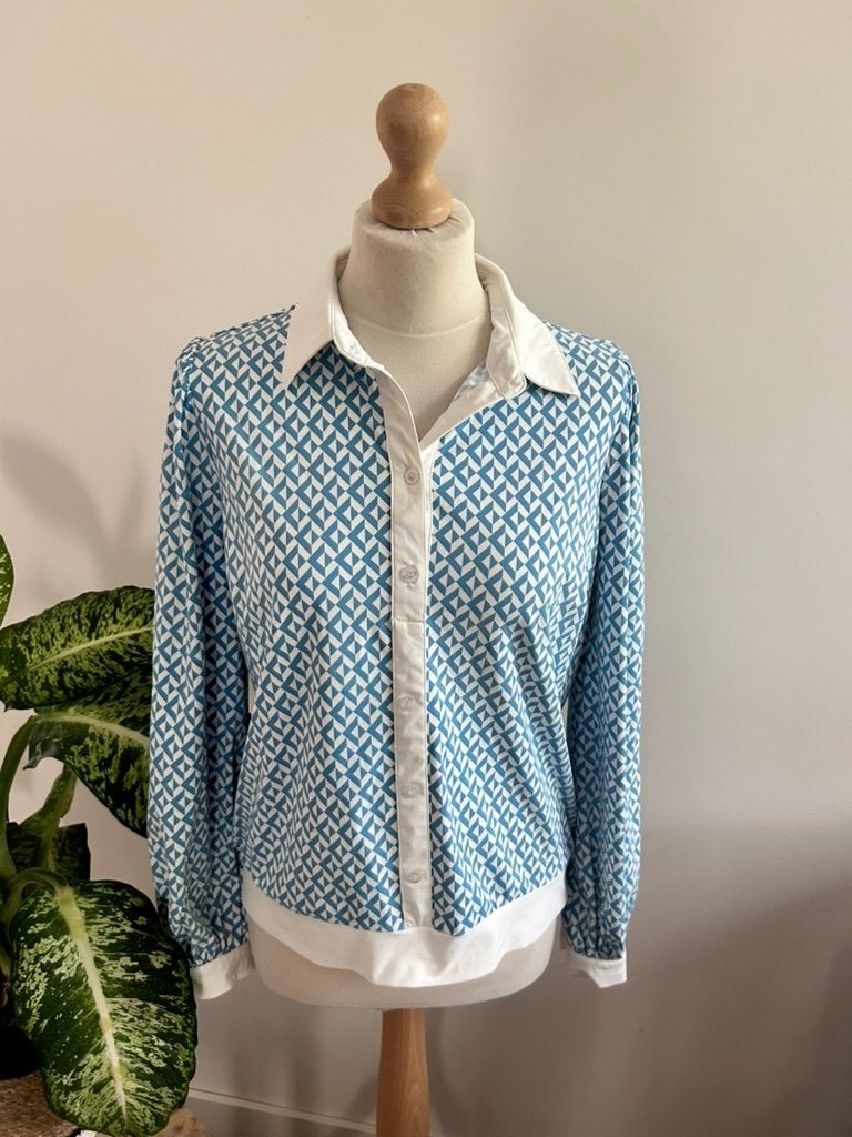 Tramontana maat M blauwe retro blouse top 3580