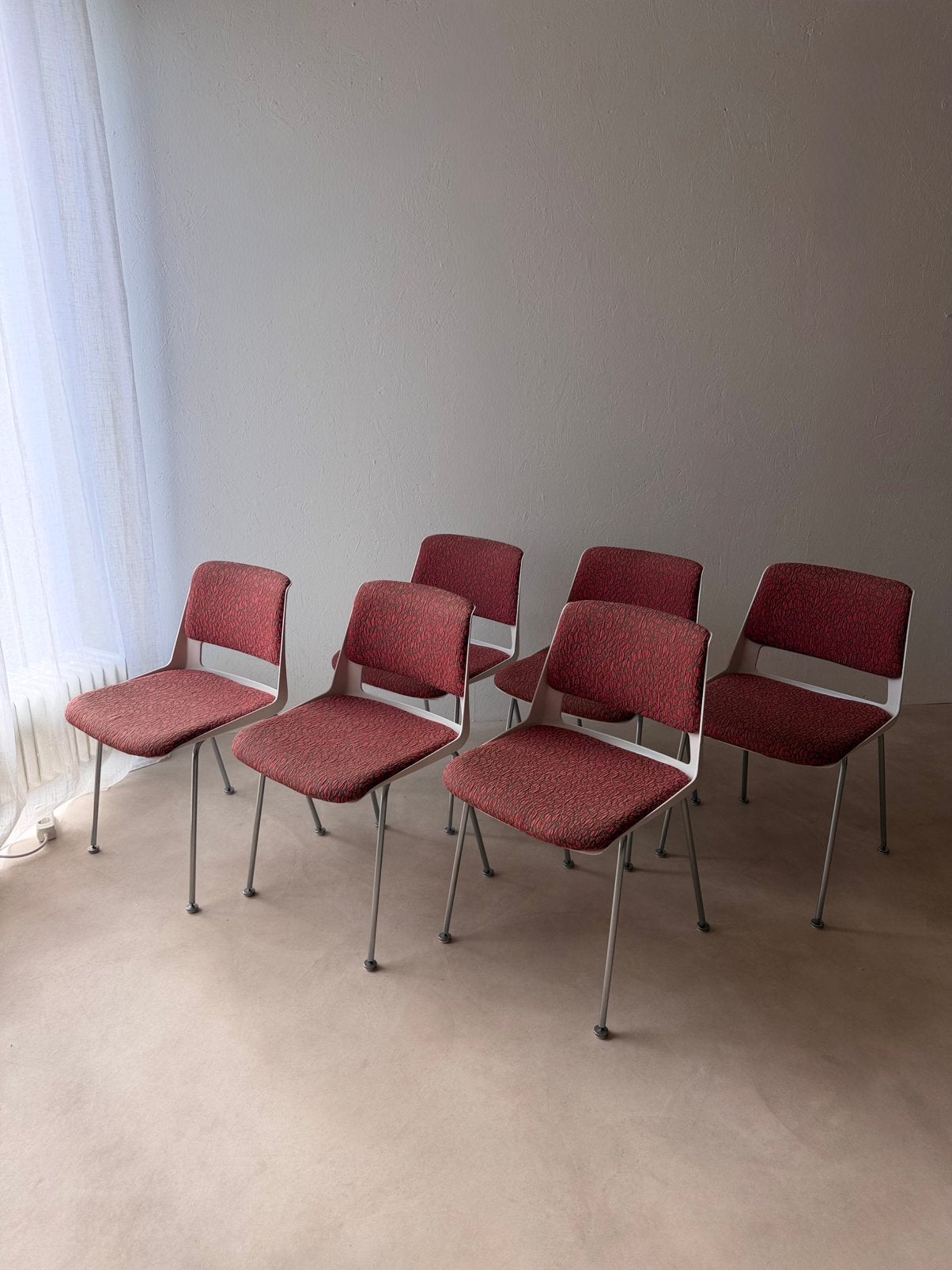 Gispen 2215 stoelen André Cordemeyer set van 6, Metaal, Gebruikt, Overige kleuren, Ophalen of Verzenden