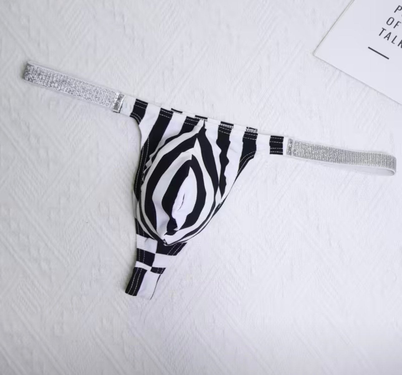Nieuwe Zwart/Wit Gestreepte String - Maat M, Kleding | Heren, Verzenden, Zwart, Slip