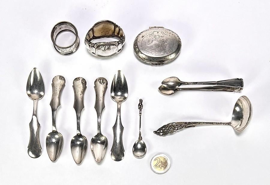 1316. Convoluut zilver – bestek en doosje, 19e/20e eeuw, Ophalen of Verzenden