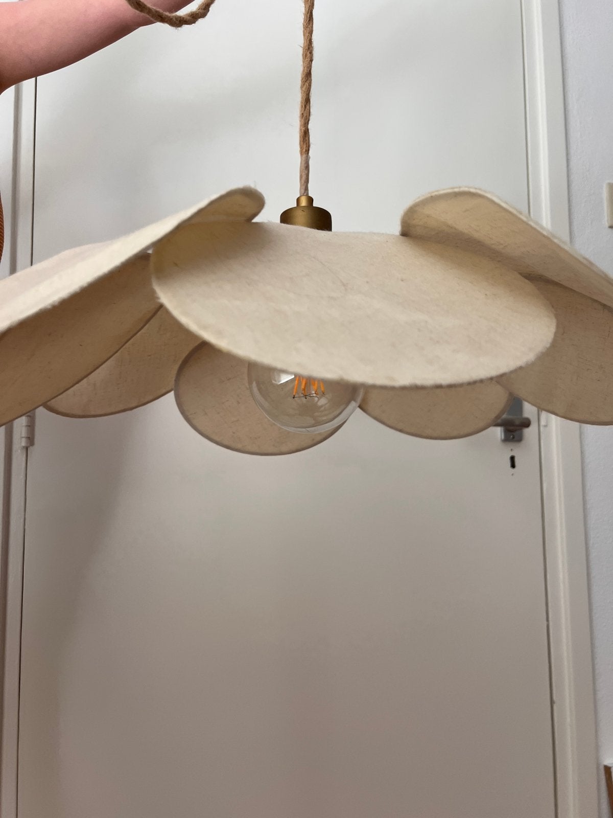 Karwei hanglamp Linde, diameter 57 cm, Ophalen of Verzenden, Zo goed als nieuw, Textiel, E27 (groot)