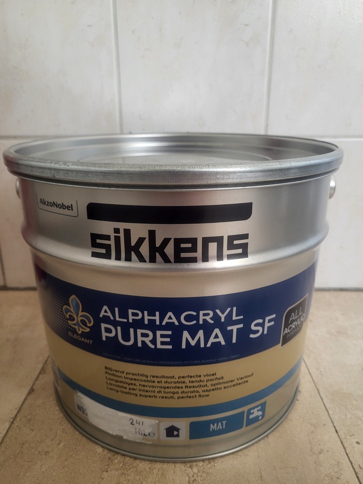 Sikkens Alphacryl Pure Mat SF - Skimming Stone 241 (F4.04.7), 10 tot 15 liter, Ophalen, Nieuw, Verf