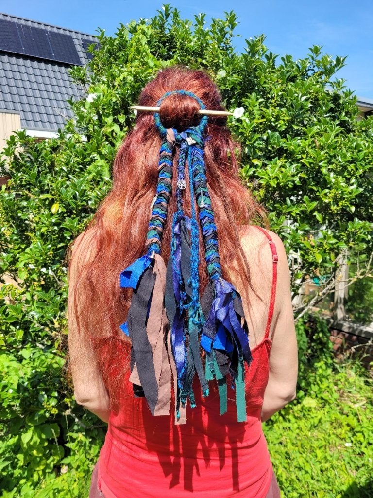 Gave groen-blauwe dreadring / haarspeld/ haarversiering, Haarspeld, ., Nieuw, Ophalen of Verzenden
