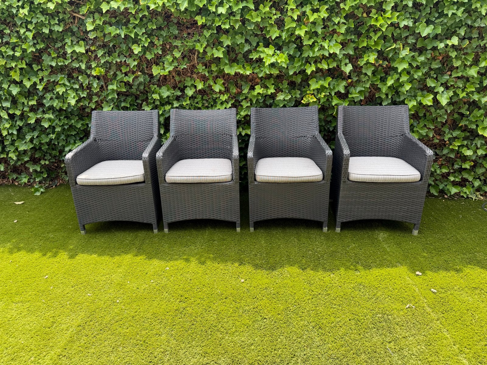 Bois Le Duc Wicker Tuinset met 4 Stoelen en Tafels, Tuin en Terras, Tuinsets en Loungesets, Ophalen, 4 zitplaatsen, Gebruikt, Wicker