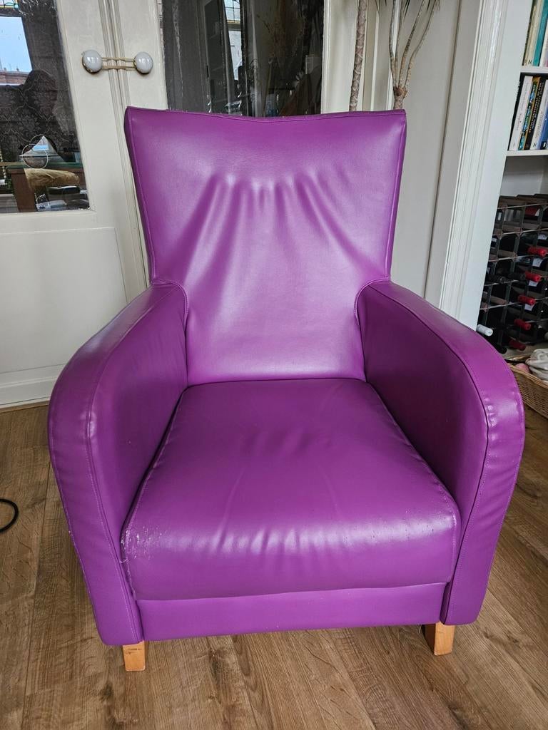 Fauteuil Paars, Ophalen, Gebruikt, 75 tot 100 cm, 50 tot 75 cm