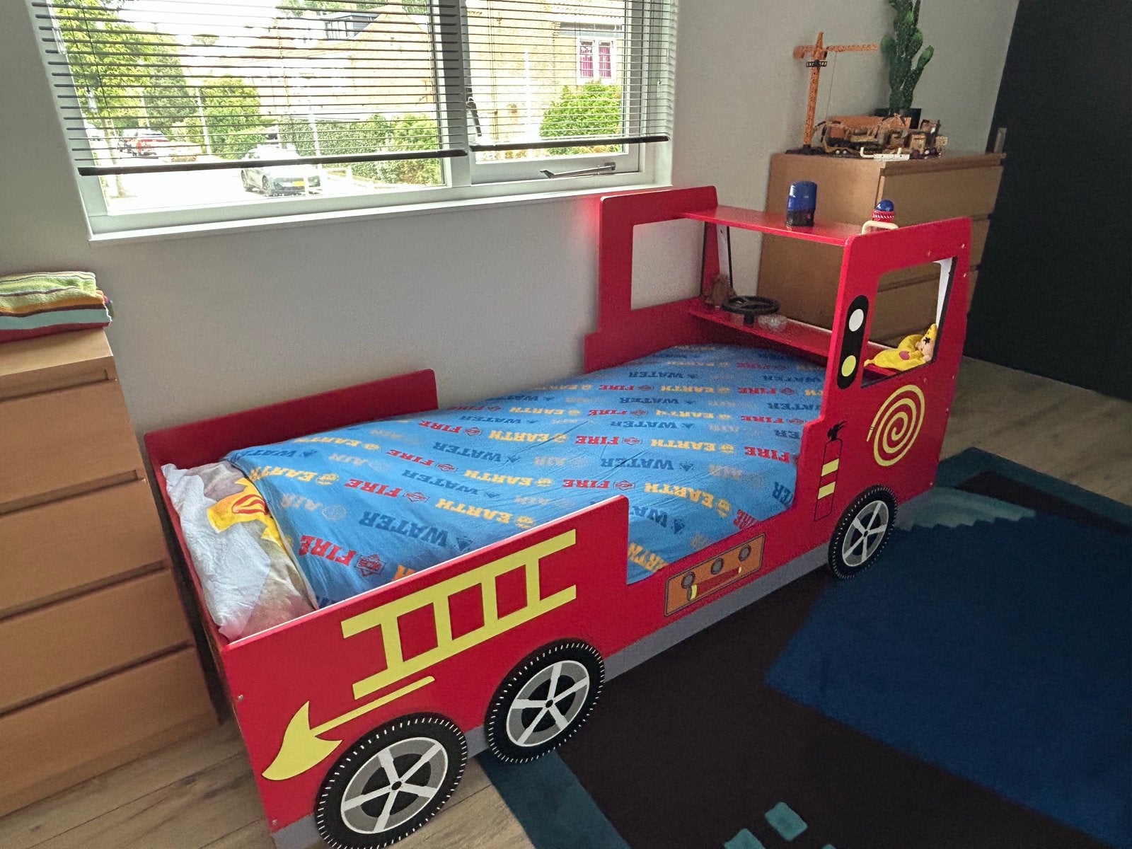 Brandweerbed voor kinderen inclusief matras en lattenbodem, Ophalen, Gebruikt, 90 cm, Eenpersoons