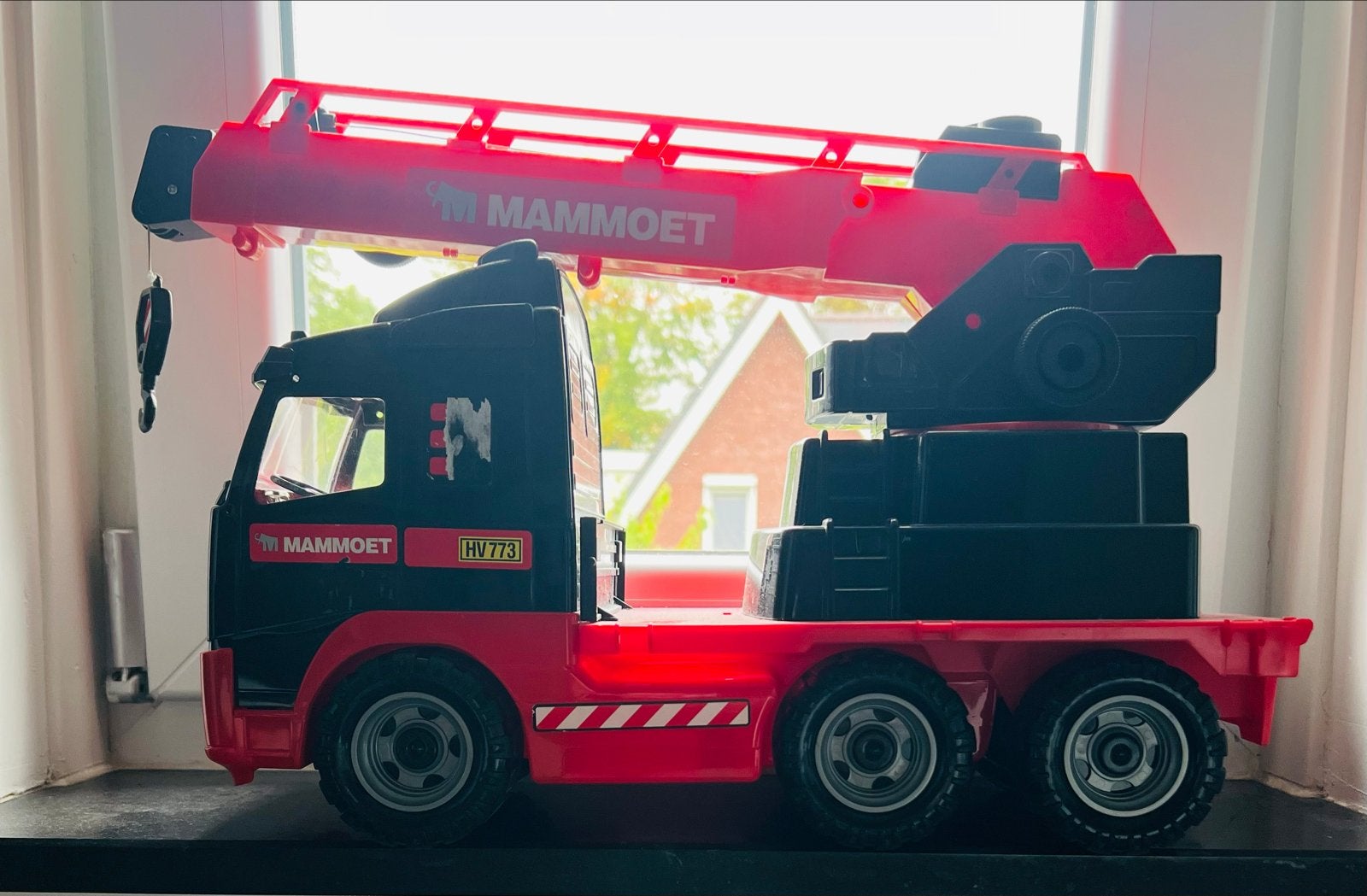 Mammoet Kraanwagen Speelgoedtruck - Rood/Zwart, Ophalen of Verzenden, Gebruikt