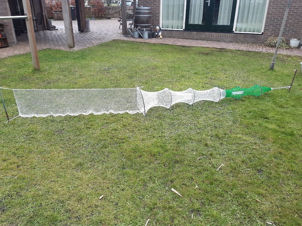 Fuik 60 mazen opzet met PE kub, enkelvleugel, Ophalen of Verzenden, Nieuw, Net of Fuik