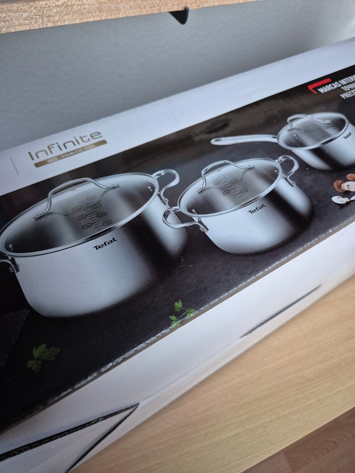 Tefal Infinite Pannenset - RVS, Inductie Geschikt, Ophalen, Tefal, Met deksel, Nieuw