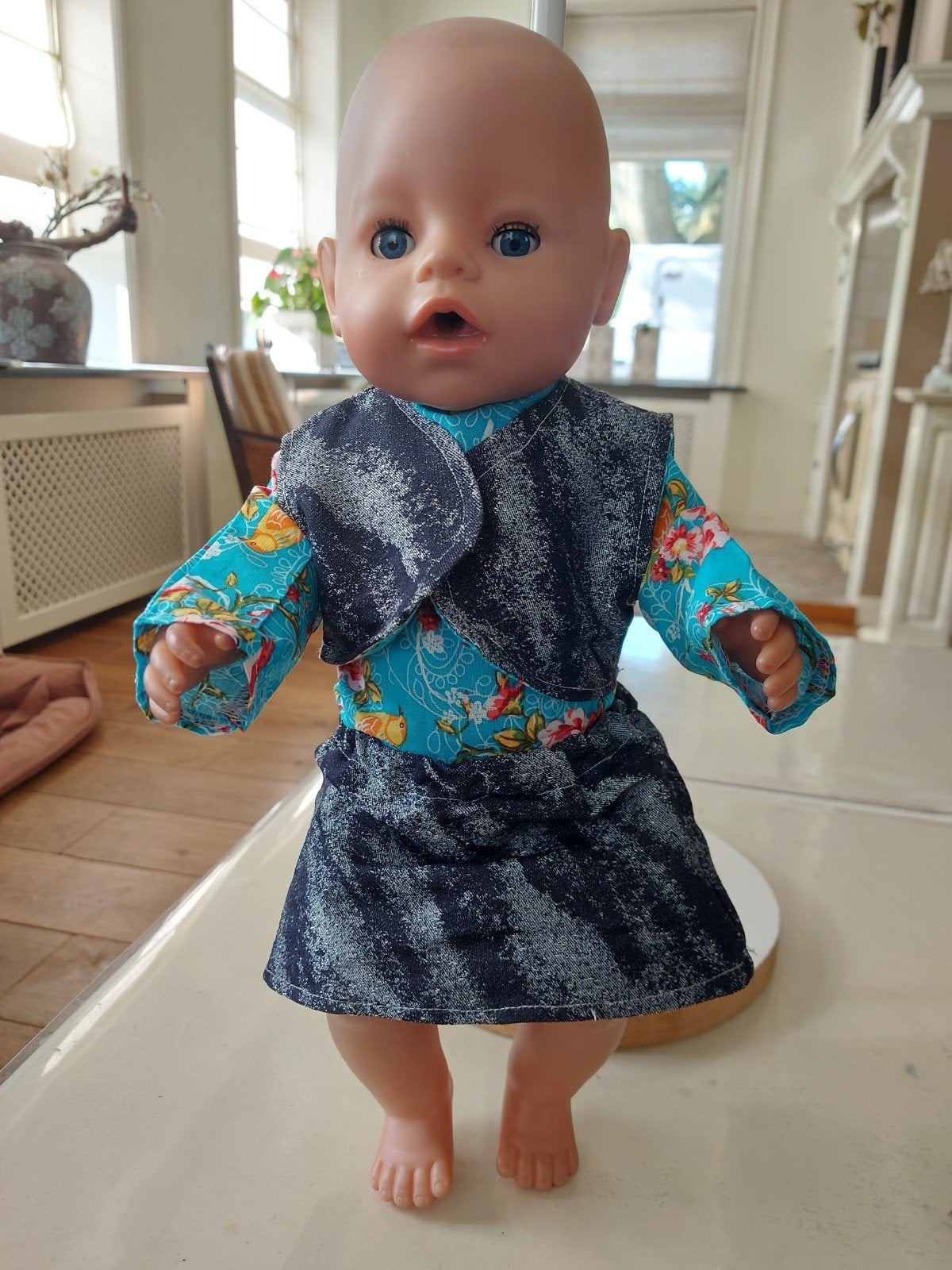 3 delig glitter jeans set baby born pop 43cm, Ophalen of Verzenden, Nieuw, Babypop