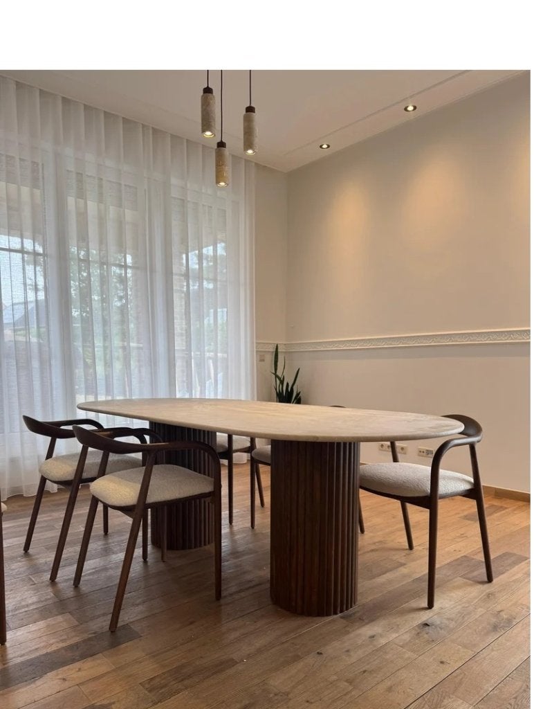 Vela Travertin Ovale Eettafel, Overige materialen, Merakimarble@gmail.com, 100 tot 150 cm, Verzenden