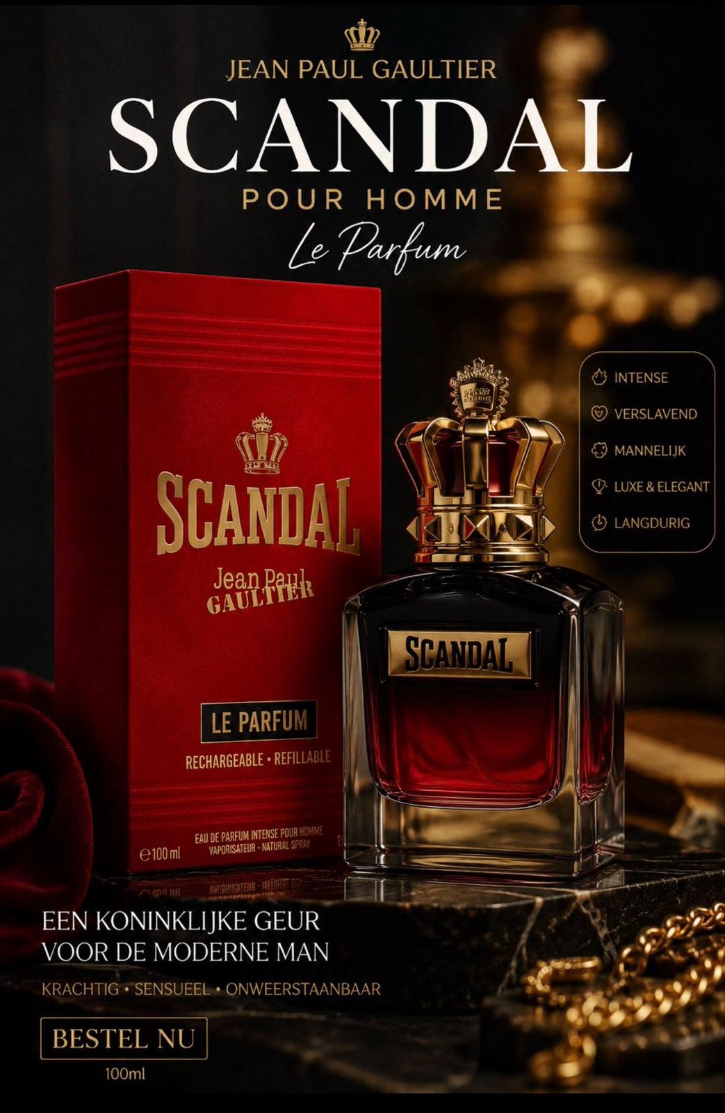 Jean Paul Gaultier Scandal Pour Homme Le Parfum 100ml, Ophalen of Verzenden, Nieuw