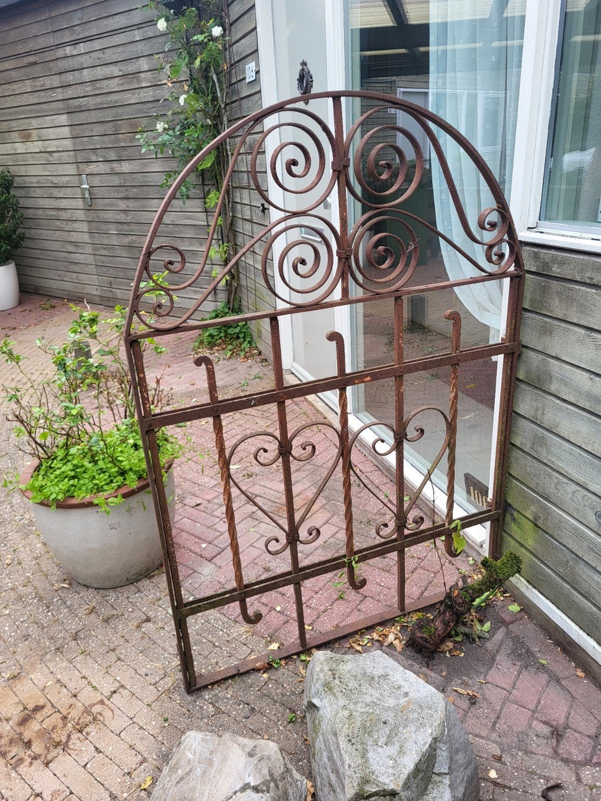 Prachtig Authentiek Smeedijzeren Tuinhek / Poort – Rustiek, Ophalen, Met poort, Gebruikt, Sierhekwerk