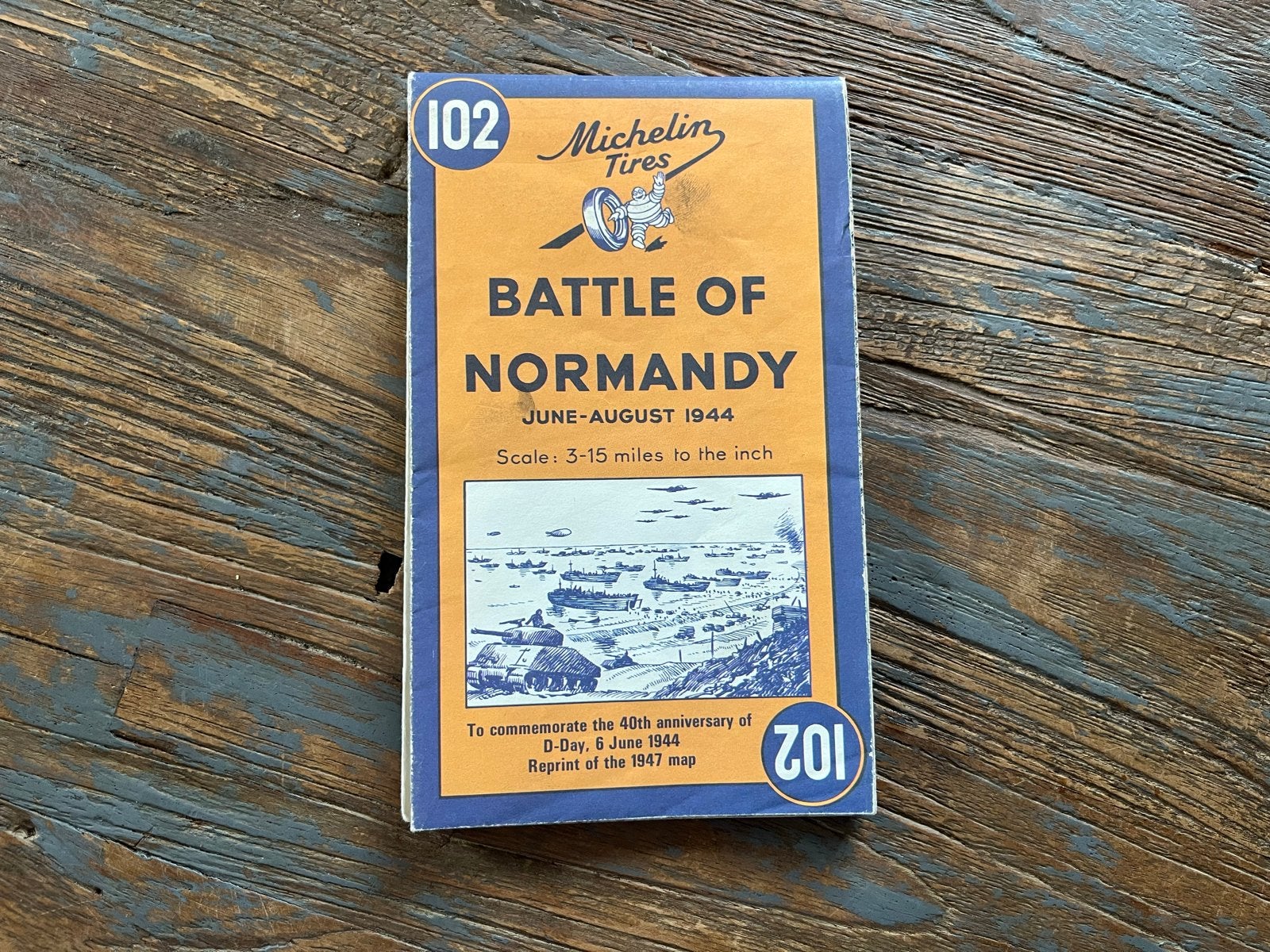 Michelin kaart: Slag om Normandië (herdruk 1947), Gelezen, Frankrijk, Ophalen of Verzenden, Landkaart