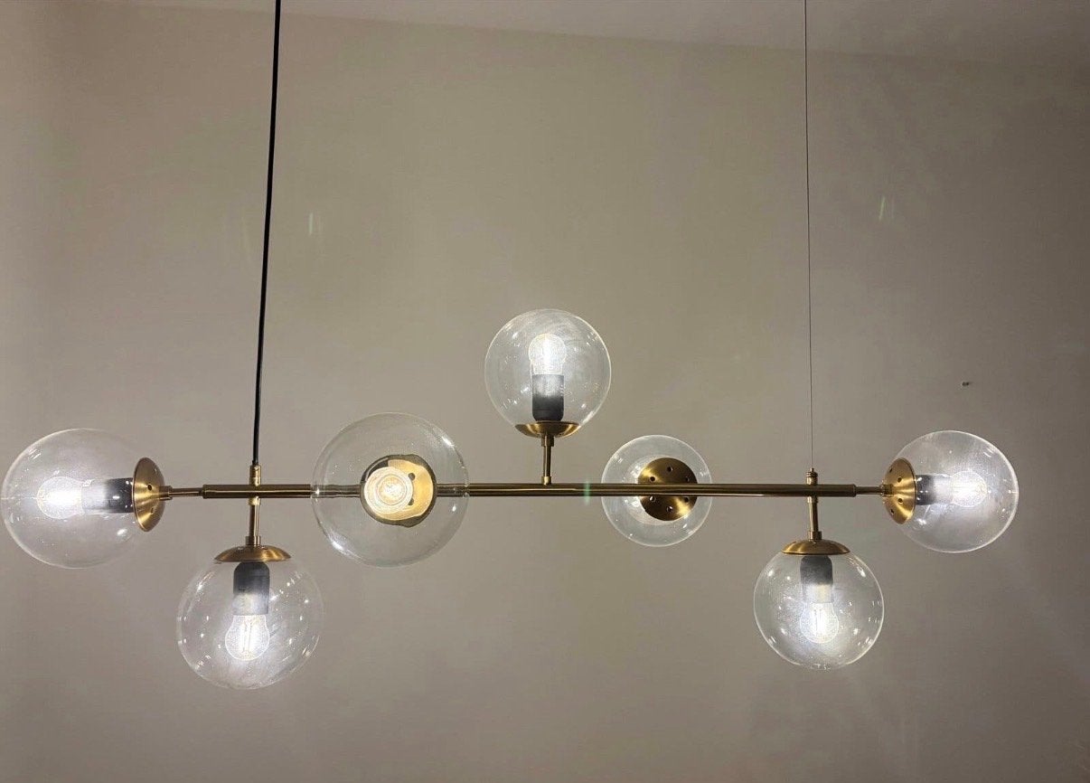 Hanglamp met glazen bollen, Ophalen, Zo goed als nieuw, Glas, E14 (klein)