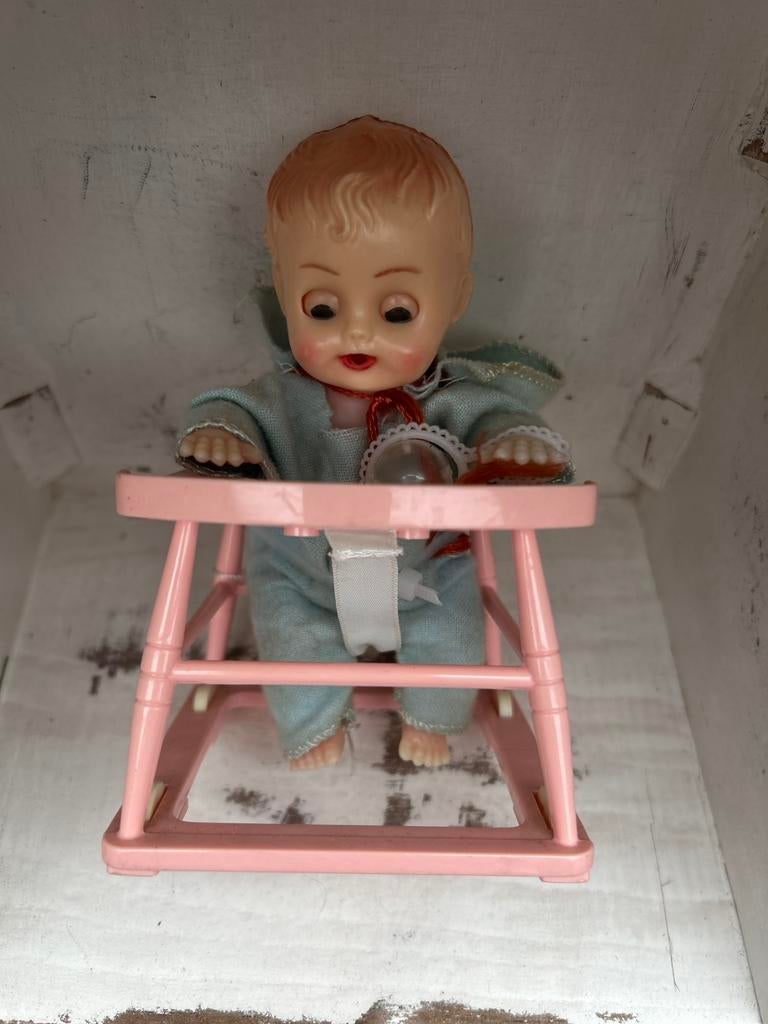 Schattig vintage pop loopwagentje knipperoogjes rammelaar, Ophalen of Verzenden