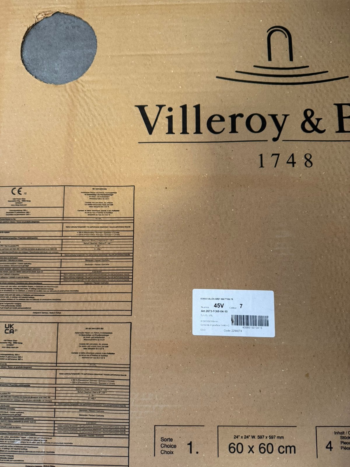Villeroy & Boch Wand/Vloertegels - 9 m2 (60x60), Doe-het-zelf en Verbouw, Tegels, Ophalen, 60 cm of meer, 40 tot 60 cm, Keramiek