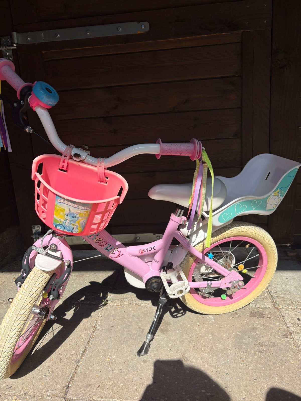 Meisjes fiets unicorn/eenhoorn, Ophalen, Terugtraprem, 14 inch of minder, Handrem
