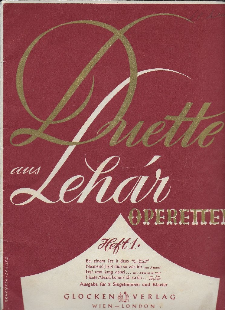 Bo264 bladmuziek duetten aus lehar operetten, Gebruikt, Klassiek, Ophalen of Verzenden, Artiest of Componist