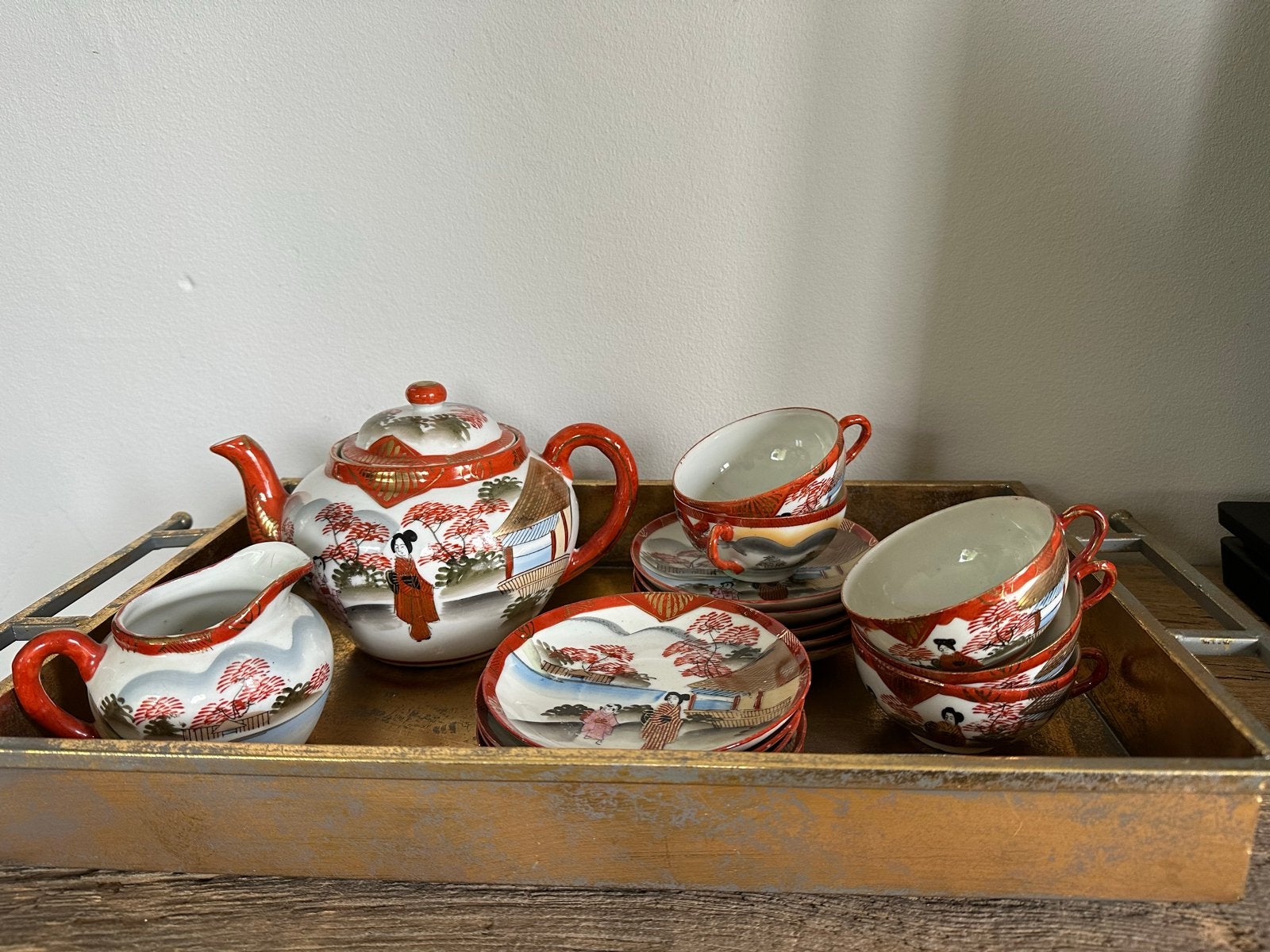 Vintage Japans theeservies met Geisha decoratie, Ophalen