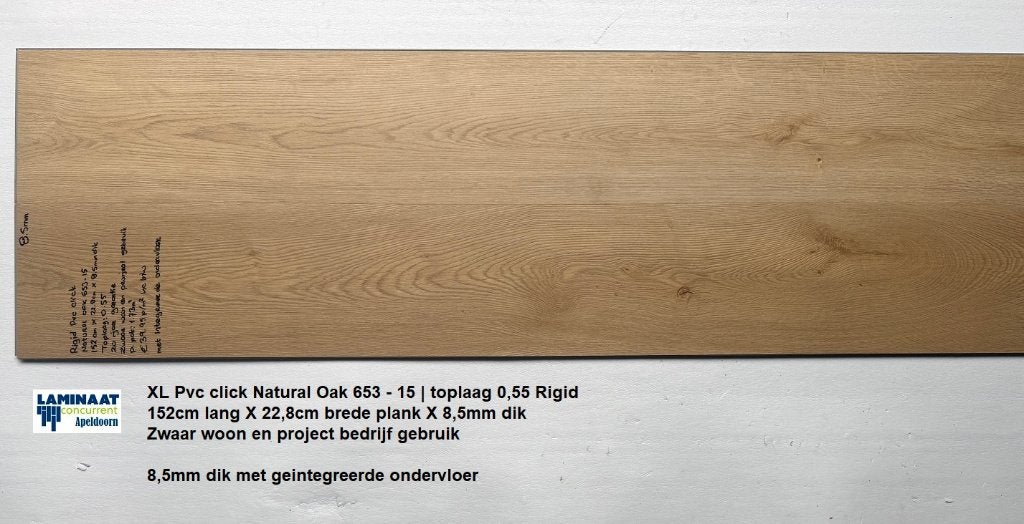 8,5mm dik Pvc click Natural Oak met integreerde ondervloer, Bruin, 75 m² of meer, 8,5mm extra dik Pvc click natural oak, Nieuw