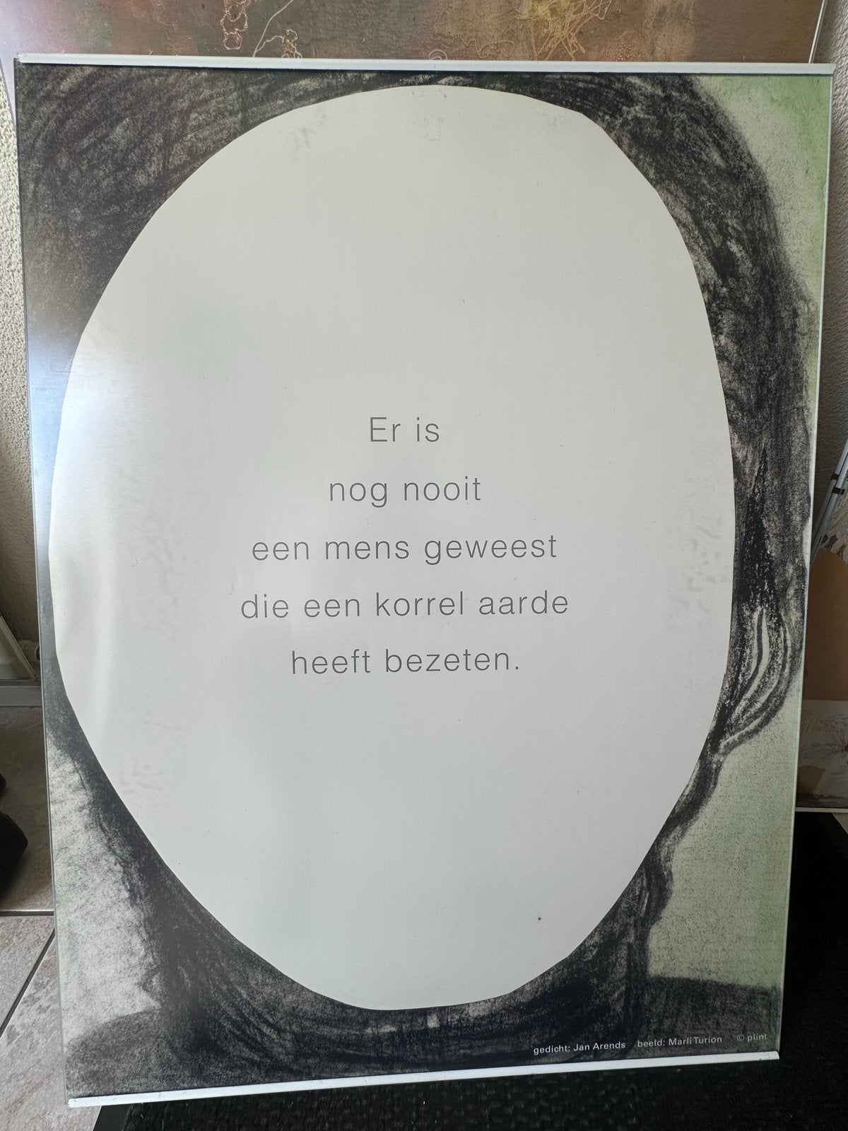 Kunstprint met gedicht van Jan Arends, beeld Marli Turion, Ophalen, 50 – 75, Oorspronkelijke maker, 50 tot 75 cm