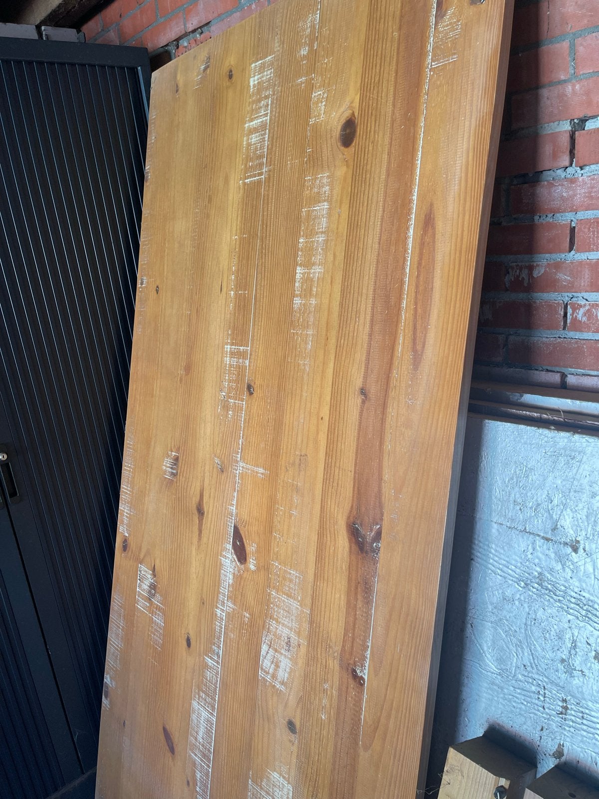 Grote houten eettafel - 2 meter lang, Ophalen, Gebruikt, 100 tot 150 cm, 200 cm of meer