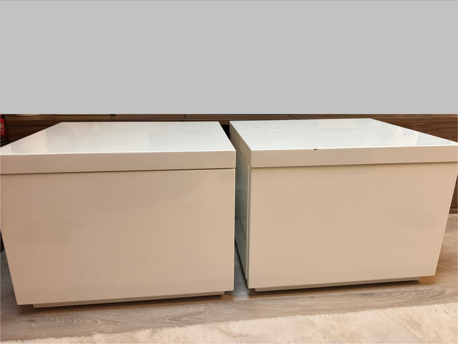 2 witte ladekastjes hoogglans, Ophalen, Gebruikt, 1 of 2 laden, Minder dan 100 cm