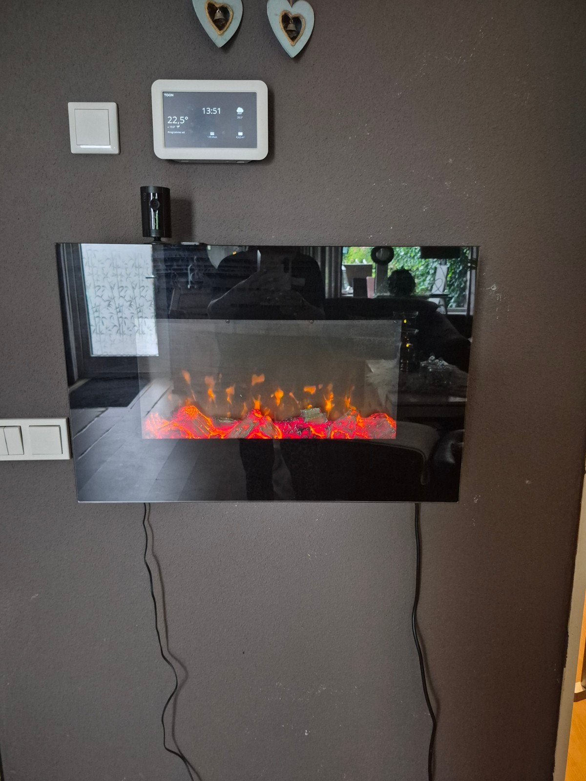 Monzana Elektrische Wandhaard met Afstandsbediening, Ophalen of Verzenden, Zo goed als nieuw, Hangende haard, Elektrische haard