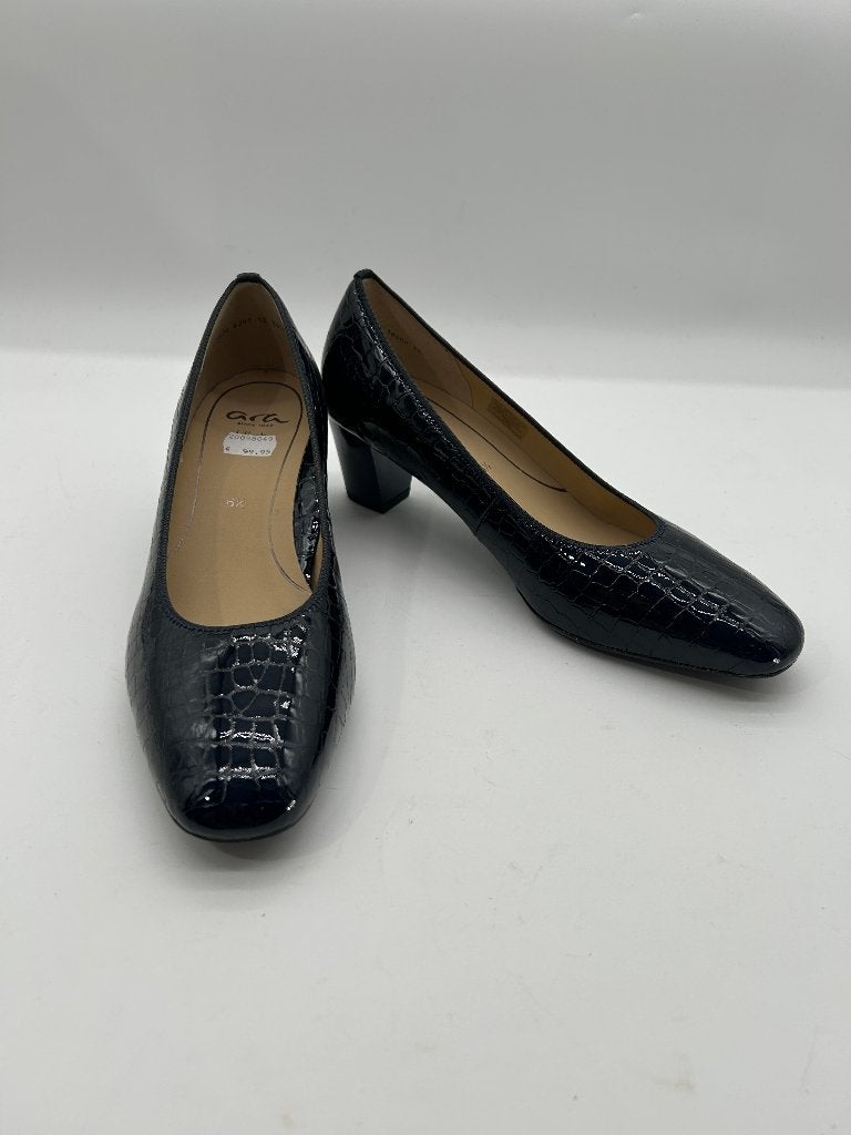 Ara maat 40 – donkerblauwe leren pumps in kroko style, Pumps, Nieuw, Ara., Verzenden