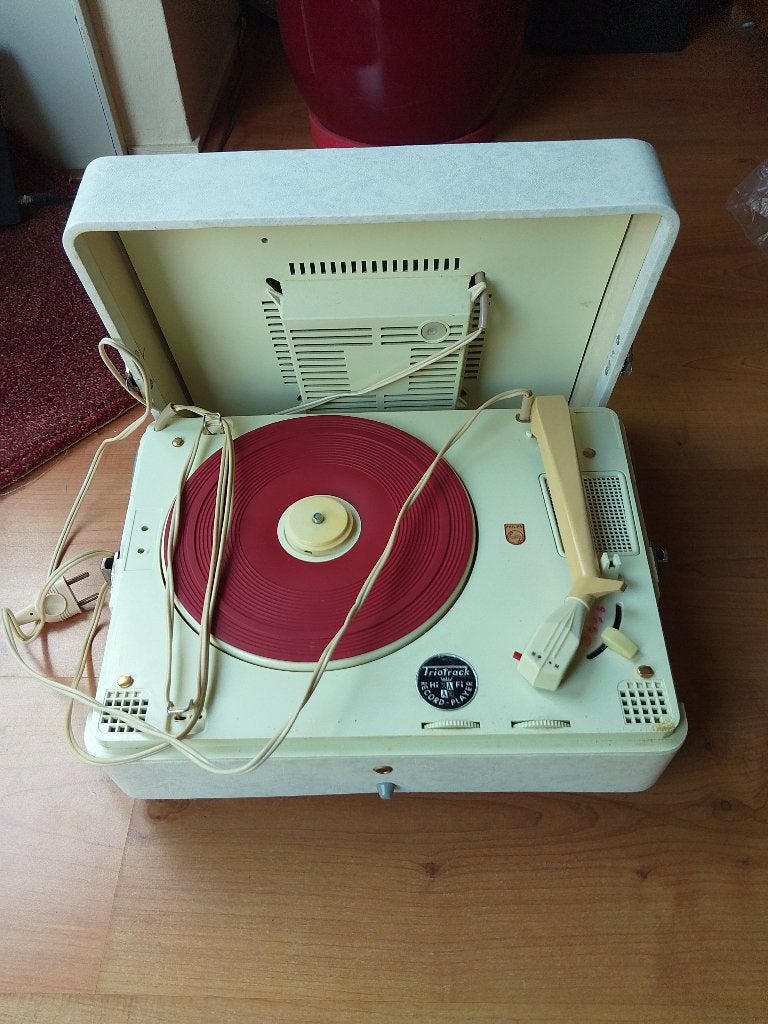 Kofferplaatspeler Philips cocktail met geluidbox, Philips, Gebruikt, Pitch-regelaar, Ophalen of Verzenden