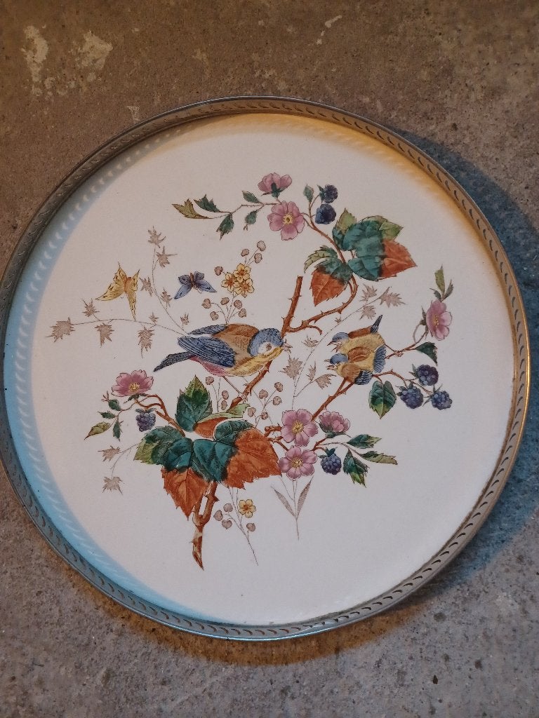 Heel mooi antiek porseleinen dienblad., Huis en Inrichting, Woonaccessoires | Dienbladen, Ophalen, Overige materialen, Gebruikt